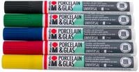 Marabu Porzellan- & Glas-Malstifte, 5er-Set, Farbe: Grundfarben