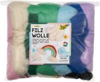 folia Filzwolle &bdquo;Regenbogen ", 12 Farben, 350 g