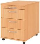 Betzold Rollcontainer &bdquo;Basic&ldquo; mit 4 Sch&uuml;ben, Holzdekor: Buche