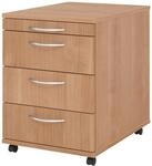 Betzold Rollcontainer &bdquo;Basic&ldquo; mit 4 Sch&uuml;ben, Holzdekor: Nussbaum