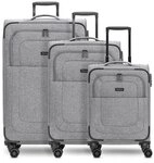 Redolz Essentials 12 THREE SET 4 Rollen Kofferset 3-teilig mit Dehnfalte grau
