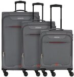 American Tourister Street Roll 4 Rollen Kofferset 3-teilig mit Dehnfalte grau