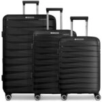 Franky London 4 Rollen Kofferset 3-teilig mit Dehnfalte schwarz TAS014359
