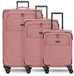 Redolz Essentials 12 THREE SET 4 Rollen Kofferset 3-teilig mit Dehnfalte rosa