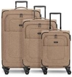 Redolz Essentials 12 THREE SET 4 Rollen Kofferset 3-teilig mit Dehnfalte braun