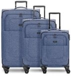 Redolz Essentials 12 THREE SET 4 Rollen Kofferset 3-teilig mit Dehnfalte blau