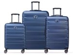 Delsey Paris Air Armour 4 Rollen Kofferset 3-teilig mit Dehnfalte blau TAS010620