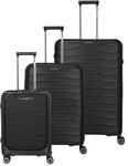Travelite Mooby 4 Rollen Kofferset 3-teilig mit Dehnfalte schwarz TAS035561