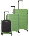 Travelite Mooby 4 Rollen Kofferset 3-teilig mit Dehnfalte gr&uuml;n TAS035562