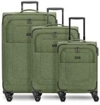 Redolz Essentials 12 THREE SET 4 Rollen Kofferset 3-teilig mit Dehnfalte gr&uuml;n
