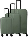 Travelite Air Stripe 4 Rollen Kofferset 3-teilig mit Dehnfalte oliv TAS067495