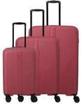Travelite Air Stripe 4 Rollen Kofferset 3-teilig mit Dehnfalte rot TAS067493