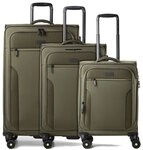 d & n d&n Travel Line 9704 4 Rollen Kofferset 3-teilig mit Dehnfalte oliv TAS074498