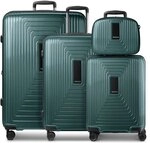 Redolz Essentials 14 4-Rollen Kofferset + Beautycase 4 tlg. mit Dehnfalte gr&uuml;n