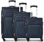 Wenger Beaumont 4 Rollen Kofferset 3-teilig mit Dehnfalte blau TAS076319