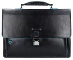Piquadro Blue Square Aktentasche II Leder 40 cm Laptopfach schwarz CA3111B2-N