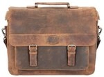 Pride and Soul Aktentasche Leder 37 cm Laptopfach braun 47139
