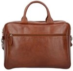 Dermata Aktentasche Leder 40 cm Laptopfach braun 2838-cognac