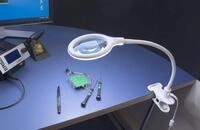 Traderia GmbH Lumeno LED Tisch-Lupenleuchte mit Schwanenhals und Klemme, 100 mm