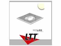 ISOLED LED Bodeneinbaustrahler, quadr. Edelstahl, IP67, 7W COB, 90°, warmweiß