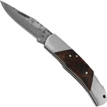 Damast Taschenmesser mit Wurzelholzgriff