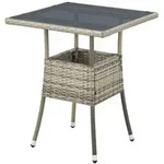 Eckiger Polyrattan Gartentisch Yoro - Grau