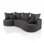 Sofa Tirano mit Ottomane & Dekokissen - Dunkelgrau