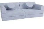 Kindersofa Kayo mit Cord Bezug & Kissen - hellblau