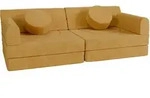 Kindersofa Kayo mit Cord Bezug & Kissen - gelb