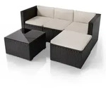 Polyrattan Lounge Punta Cana - Schwarz, Creme