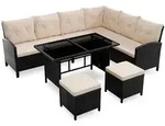 Rattan Lounge Manacor - Schwarz, Creme