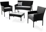 Polyrattan Sitzgruppe Fort Myers - Schwarz, Grau