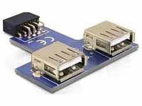 Delock 41824, Delock 41824 - USB-Pin-Header - Buchse > 2x USB 2.0-Buchse - oben