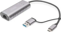 DIGITUS DN-3028, DIGITUS USB Typ-C Gigabit Ethernet Adapter 2.5G, USB-C + USB A