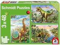 Schmidt Spiele Abenteuer mit den Dinosauriern (3 x 48 Teile)