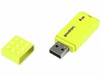 Goodram USB-Stick, USB 2.0, 8GB, UME2, gelb, UME2-0080Y0R11, USB A, mit Abdeckung