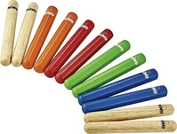MEINL NINO Holz Claves, Set mit 6 Paaren, natur und bunt