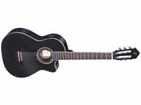 Ortega RCE141BK Klassik Gitarre 4/4, schwarz, mit Tonabnehmer und Tuner