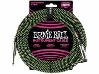 Ernie Ball Instrumentenkabel Gewebe 3,05 m, gerade / gewinkelt, schwarz/grün