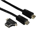 Hama High Speed HDMITM-Kabel Stecker - Stecker, Ethernet, 1,5 m + HDMITM-Adapter
