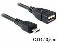 DeLock 83183, Delock USB micro-B m. > USB 2.0-A w. OTG 0,5m, Delock - USB-Kabel -