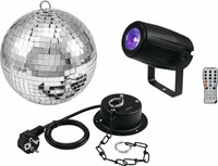 EUROLITE Set Spiegelkugel 20cm mit Motor + LED PST-5 QCL Spot sw