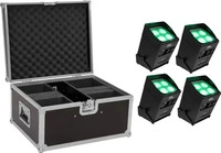 EUROLITE Set 4x AKKU IP UP-4 Entry QCL Spot QuickDMX + Case