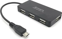BerryBase 125150, BerryBase 4 Port Micro USB 2.0 OTG Hub schwarz