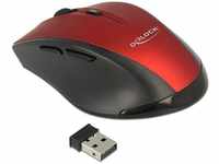 Delock Ergonomische optische 5-Tasten Maus 2,4 GHz wireless schwarz/rot