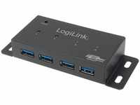 LogiLink USB 3.0 Metall Hub, 4-Port, montierbar, schwarz