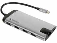 Verbatim USB-C Multiport-Hub: HDMI, Ethernet, 3xUSB 3.0, SD-Reader, 4K UHD Support
