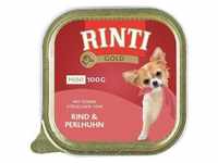 24 x 100g Mini Gold Rind & Perlhuhn Rinti Hundefutter nass