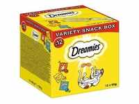 Dreamies Katzensnacks Variety Box - 12 x 60 g Mixbox (Huhn, Käse, Lachs)
