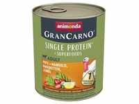 6x 800g animonda GranCarno Adult Superfoods Pute + Mangold, Hagebutten, Leinöl